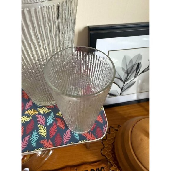 MCM Jeannette Glass Finlandia Pitcher & Tumbler Glass Tree Bark Icicle - Picture 2 of 6